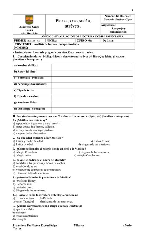 L'examen de Mathilda.